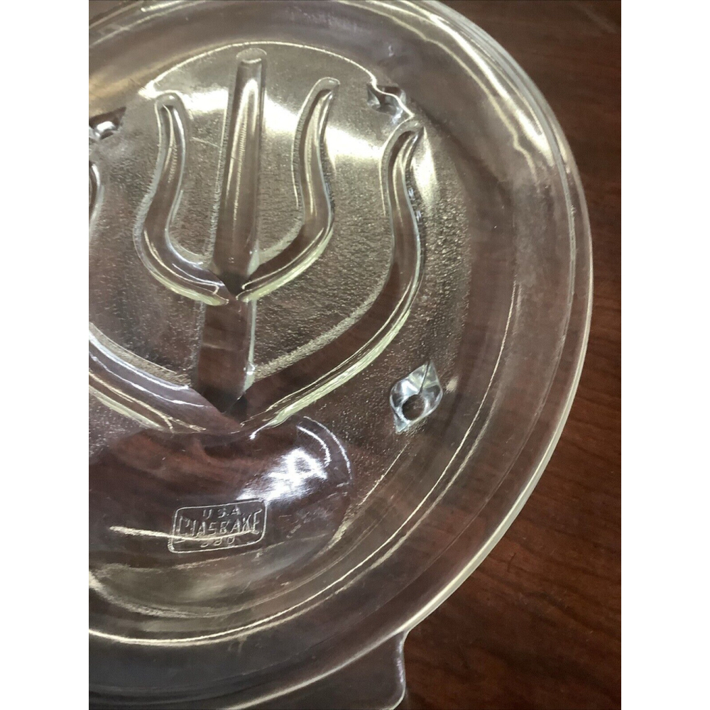 GlasBake #380 Tree & Well 9" x 13" Clear Glass Serving Platter for Meat, Poultry - Picture 2 of 7